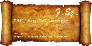 Füleky Szilveszter névjegykártya